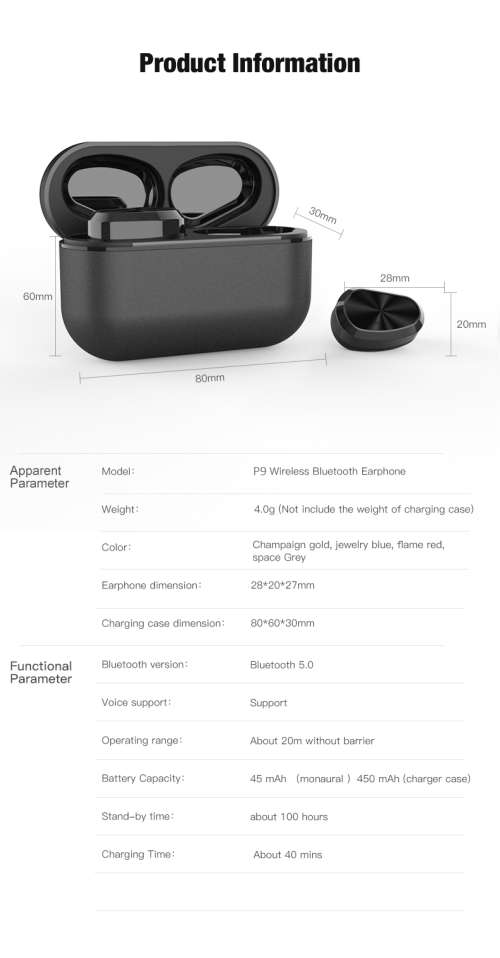 Wireless Bluetooth Earphones (earpods) P9