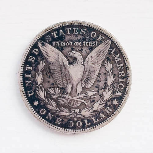 1884 US Morgan Silver Dollar. S mint mark for San Francisco.