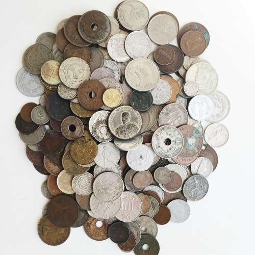 Coin Collection LOT being sold. More photos of piles of coins. LOTS OF SILVER included. 300+
