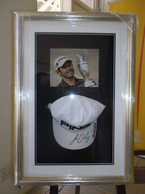Louis Oosthuizen signed Golf Cap Mounted and Framed