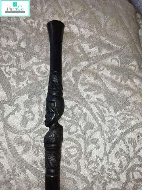 African ebony wood Male tribal face cane/walking stick