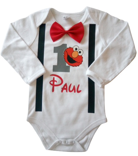 Personalised Elmo First Birthday Bodyvest/ Onesie/Top (0-2 Years)