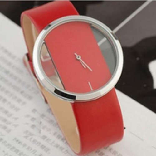 Swiss Made - Transparent Women's Casual, Ladies Quartz Watch - Red