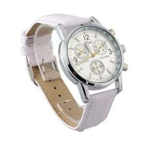 White UNISEX leather watch - SILVER dial.