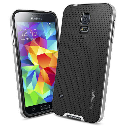 Samsung S5 - Spigen Neo Hybird phone case - Silver outline
