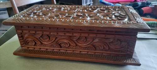 Gorgeous hand carved Teak jewellery box
