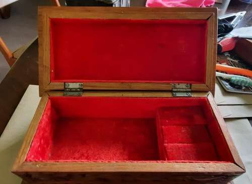 Gorgeous hand carved Teak jewellery box