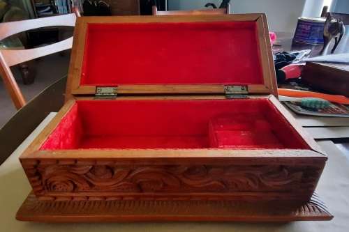 Gorgeous hand carved Teak jewellery box
