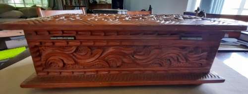 Gorgeous hand carved Teak jewellery box