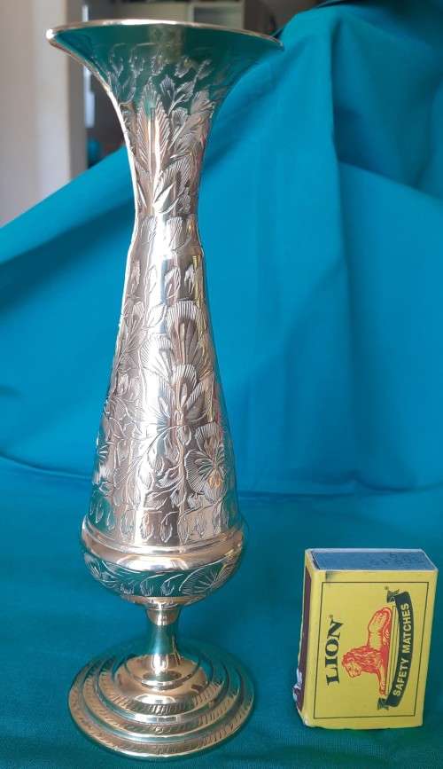 Beautiful etched brass vase