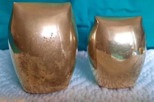 set of 2 brass owl ornaments