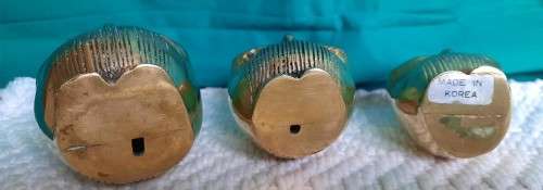 Family of 3 Vintage brass owl ornaments