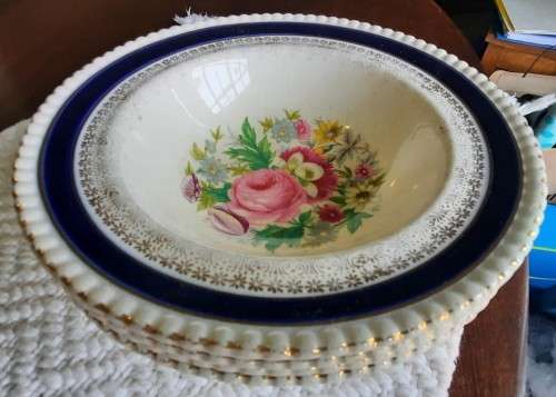 4 x Cardinal Royal Ascot lavish cobalt hand painted bowls - made in England