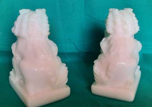 Pair of white stone Fu Dogs