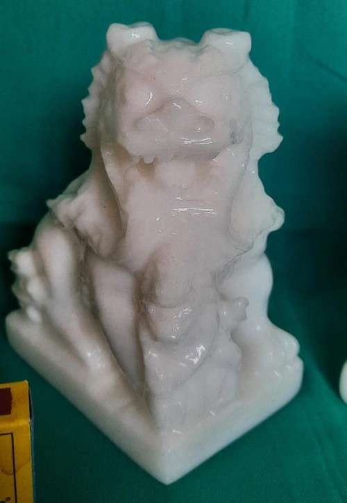 Pair of white stone Fu Dogs