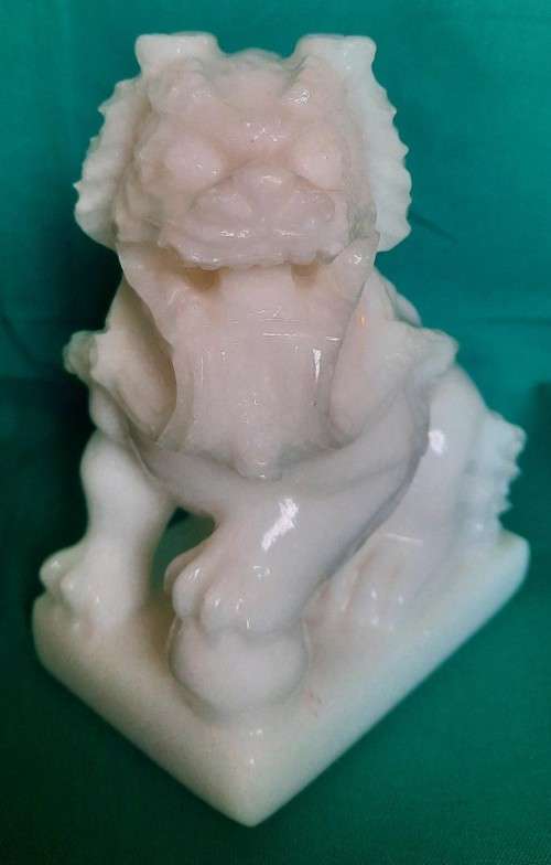 Pair of white stone Fu Dogs