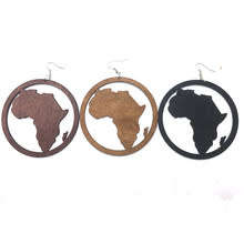 Africa Map Wooden Earing