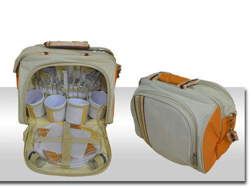 Quality picnic bag set for 4 x people - Colorful carry bag with accessories for 4