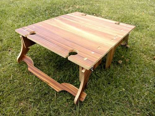 Foldable Picnic wooden basket and pcinic tea table