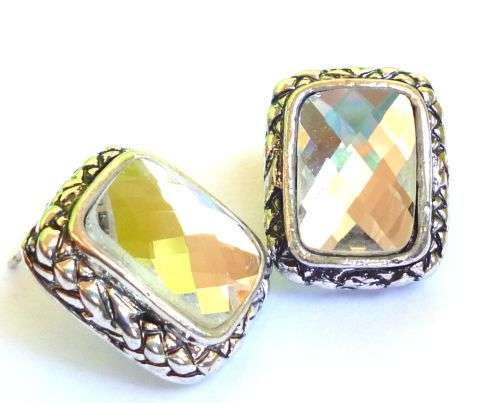 XMAS SALE - Tibetan Silver Self Print Earrings with a stunning Stone - 20mm X 16mm