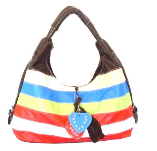 MONTH END SALE = stunning multi stripe handbag - 37cm X 30cm