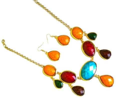 BUBBLE NECKLACE & EARRINGS ON SALE = Costume brushed gold metal BUBBLE necklace  in an organza bag