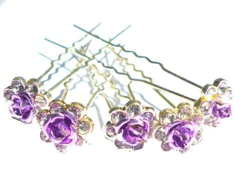 5 X diamante hair pins - the pin itself is silver in colour