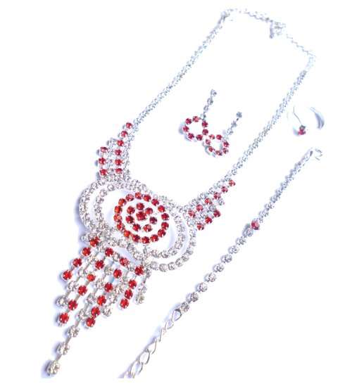 5 Piece DIAMANTE NECKLACE SET - Necklace, earrings, handchain, ring