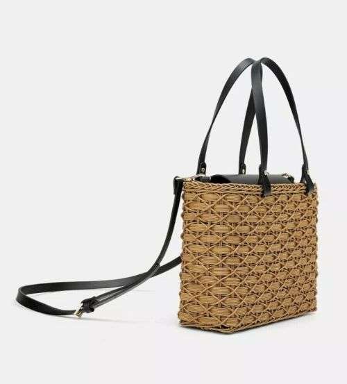 Zara Natural Square Basket Bag