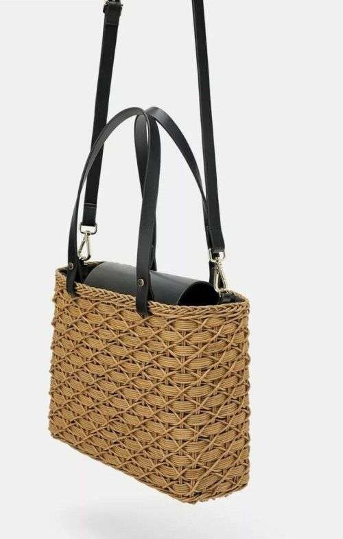 Zara Natural Square Basket Bag