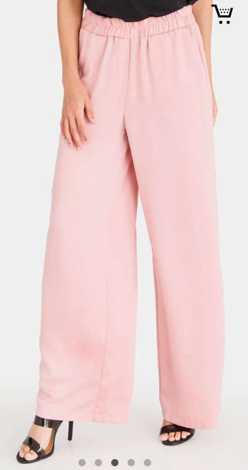 Edit Collection Wide Leg Satin Pants Pale Pink - Size 36