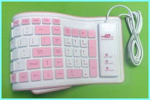 FREE SHIPPING - MINI FLEXIBLE KEYBOARD - PINK & WHITE