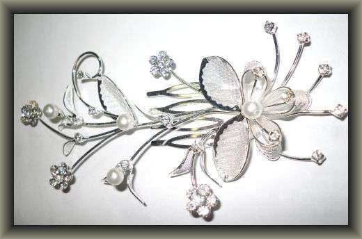 STUNNING SILVER & DIAMANTE HAIR SLIDE - 12cm
