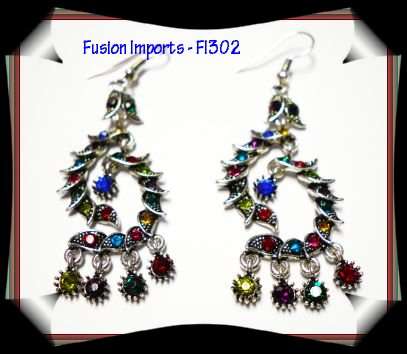 RHINESTONE ANTIQUE COSTUME EARRINGS - XMAS GIFT TIME