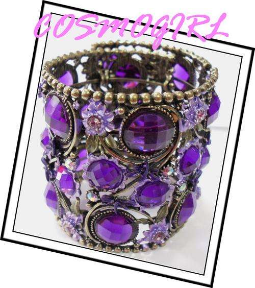 STUNNING RHINESTONE & BEAD WIDE BRACELET