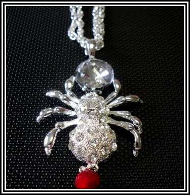 CRAZZZY R1 AUCTION - SPIDER PENDANT ENCRUSTED WITH DIAMANTE'S ON A LONGER LENGTH NECKLACE