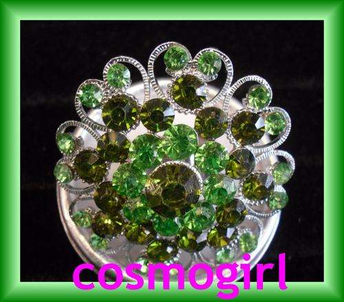 MESMERIZING LARGE 5cm X 5cm DIAMANTE & RHINESTONE RING - ADJUSTABLE SIZE