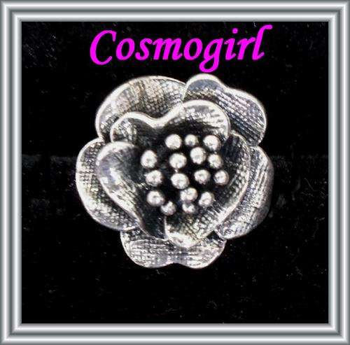 CRAZZZY R1 AUCTION - TIBETAN SILVER LARGE ROSE RING - SIZE OF ROSE: 3cm - ADJUSTABLE BAND