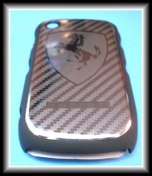 FREE SHIPPING - BLACKBERRY 8520 / 9300 FERRARI SILVER METAL BACK COVER WITH HARD RUBBER SIDES