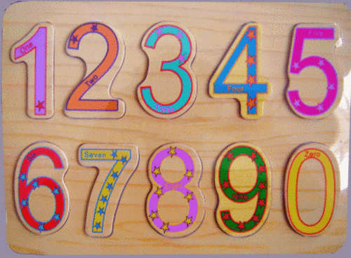 Large "Numbers" Wooden Puzzle - Bright Colours