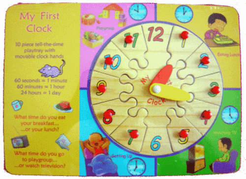 Wooden Puzzle Clock- Bright Colours