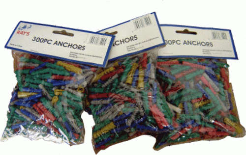 *** 300 Pieces Wall Plugs / Anchors - Various Sizes ***