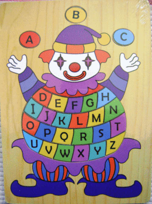 NEW!!! *** "CLOWN" Alphabet Wooden Puzzle ***