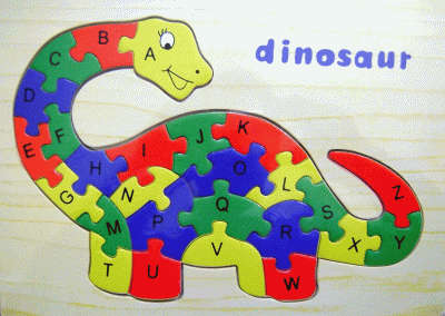 ***DINOSAUR *** Wooden Alphabet Puzzle for Little Boys!!! - Make Learning Fun...