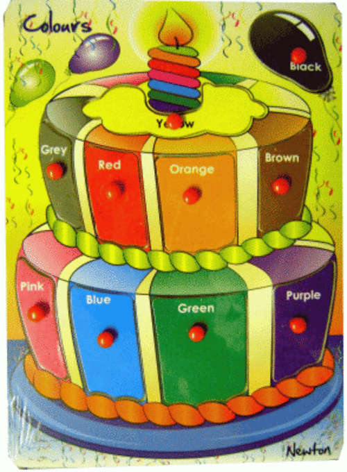BRAND NEW !!! Newton Easy Grip Range - *** "Colours on a Cake" Wooden Puzzle ***