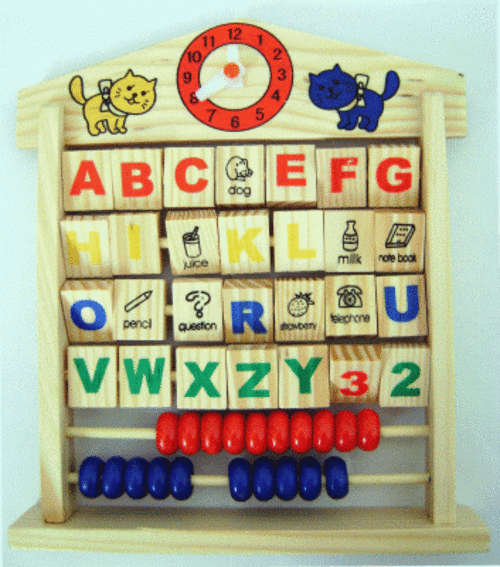 BRAND NEW !!! "Wooden Letters and Counting Abacus with Clock"