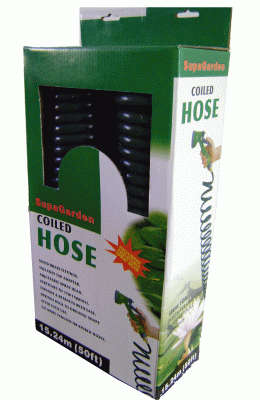 *** SUPA GARDEN "50ft/15m Coiled Garden Hose With Adjustable Spray Head and Tap Adapter!!! ***
