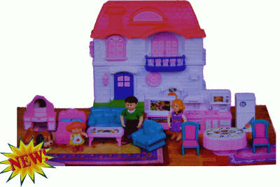 ***My Happy Family - Carry Along Dollhouse Playset with Furniture, Figurines, etc... ***