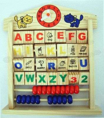 BRAND NEW !!! "Wooden Letters and Counting Abacus with Clock"