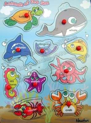 NEW!!! Newton Easy Grip Range *** Animals of the Sea Wooden Puzzle ***